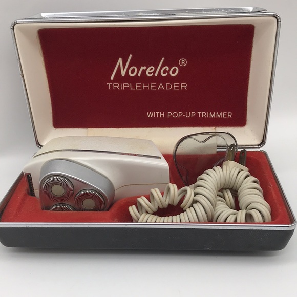 Vintage NORELCO Triple Header Electric Razor In Case Pop-up Trimmer SC-8130 - Picture 2 of 14